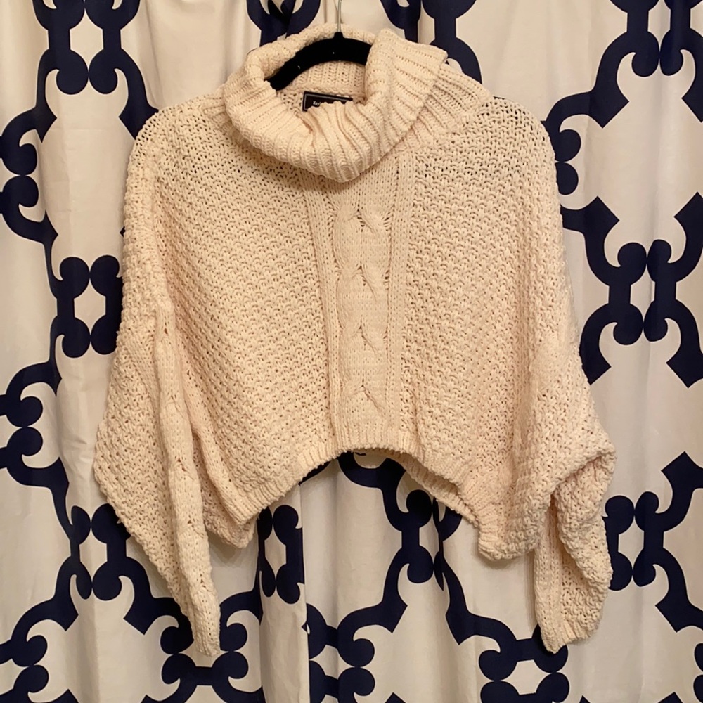 Crop cream cowl neck sweater